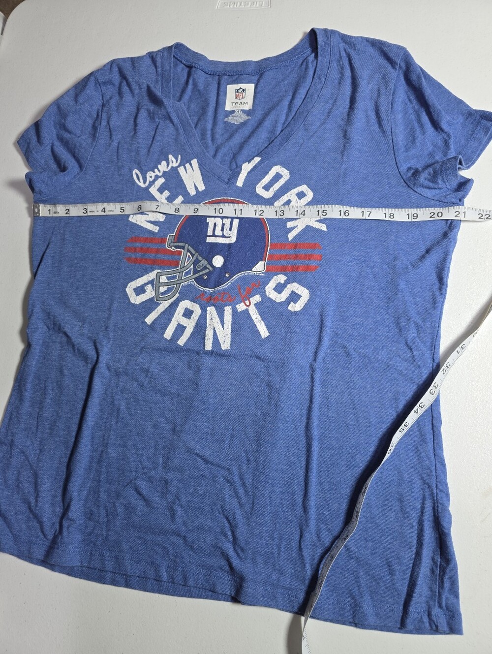 NFL New York Giants Women's V Neck Graphic Tee Shirt XL Blue - Picture 6 of 6